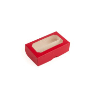 Коробка для макаронс з віконцем, червона, 200х120х60 мм (50 шт)