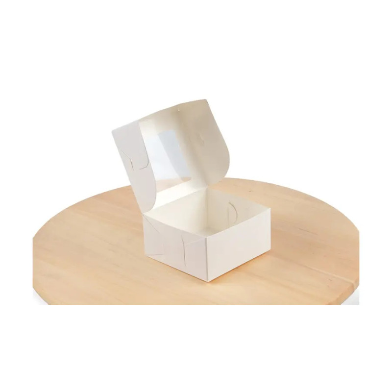 Коробка для десертов с окошком, белая, 100х95х50 мм (50 шт)